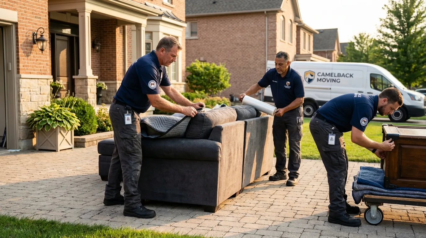 Large estate moving crew wrapping furniture in Baldwin City, KS